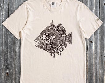 humuhumunukunukuapuaa - mens - hawaiian triggerfish graphic tee, geometric line art shirt, hawaii state fish