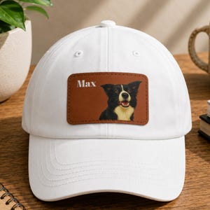Gorra personalizada de Border Collie, gorra con nombre personalizado, regalo para mascotas con parche de cuero, regalo para mamás de perros pastores, gorra estilo camionero para papá, regalo para amantes de los cachorros
