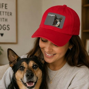 Custom Pet Portrait Leather Patch Trucker Hat I Gift for Pet Lovers