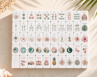 Palm Beach American Mahjong Set, Luxury Acrylic Tiles, Coastal Resort Game Night