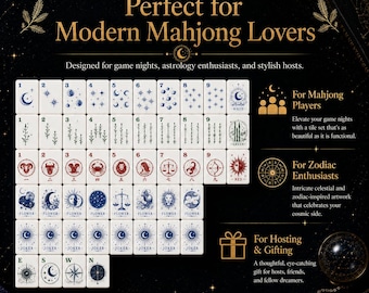 Celestial Zodiac American Mahjong Set, Astrology Game Tiles, Star Sign Mahjong Gift