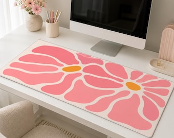 Alfombrilla de escritorio con estampado floral abstracto, alfombrilla de ratón grande con diseño floral.