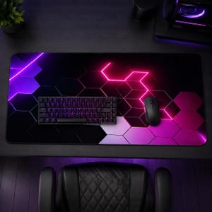 Alfombrilla de escritorio Cyberpunk Honeycomb RGB, alfombrilla de ratón grande para juegos