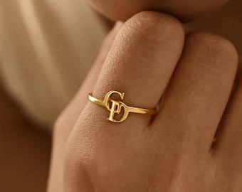 Initial Ring, Custom Ring, Couple Rings, Engraved rings, Stackable Rings, First Anniversary Gift