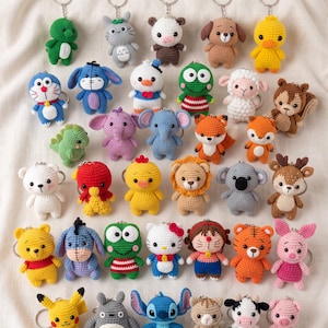 Crochet Amigurumi Keychain PDF Pattern | Kawaii Animal Tutorial (Instant Download)