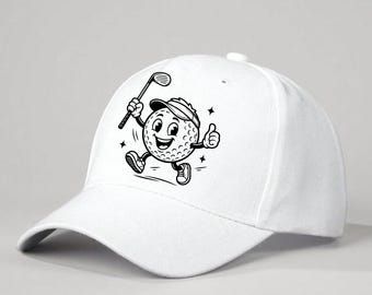 Retro Golf Ball SVG, Vintage Cartoon Golf Clipart, Cute Golf Character PNG, Trendy 1930s Rubber Hose Style, Golf Shirt Design,