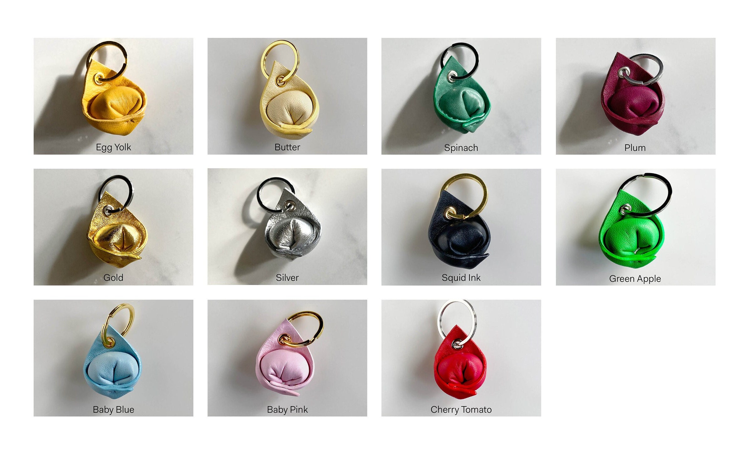 Pasta Keychain, Leather Pasta Key Ring, Tortellini Pasta Accessory