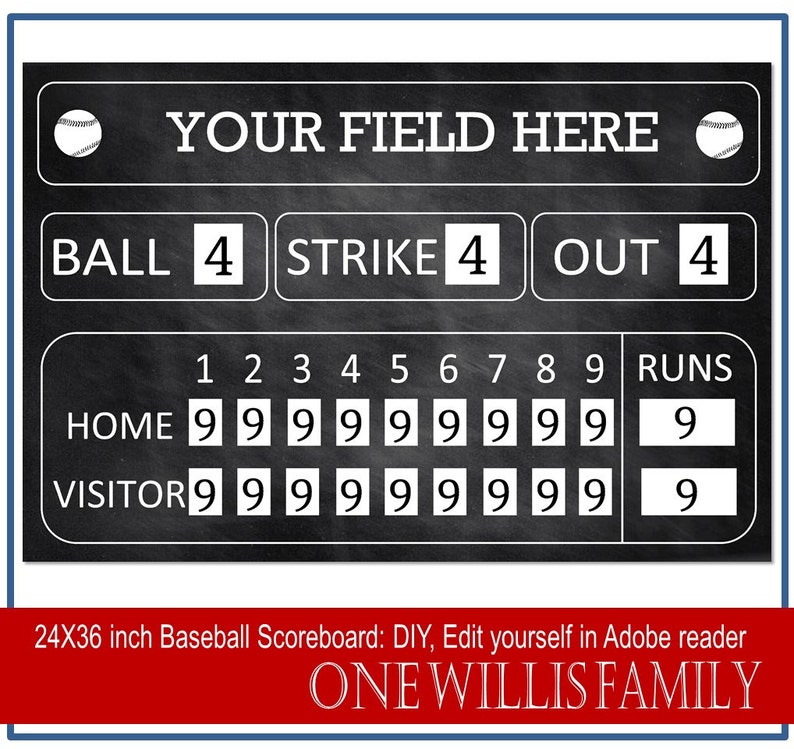 DIY Baseball Scoreboard Baseball Birthday Party Decoration Scoreboard