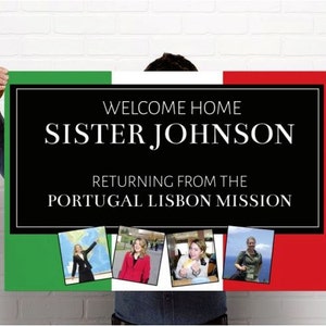 Custom digital LDS Missionary Welcome Home Banner: with pictures mission and name, 24x36 Digital File image 2