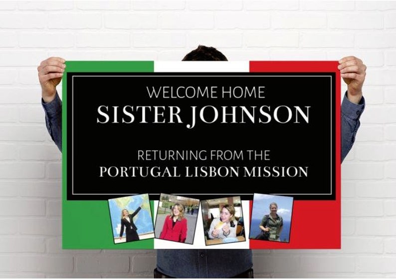 Custom digital LDS Missionary Welcome Home Banner: with pictures mission and name, 24x36 Digital File image 2