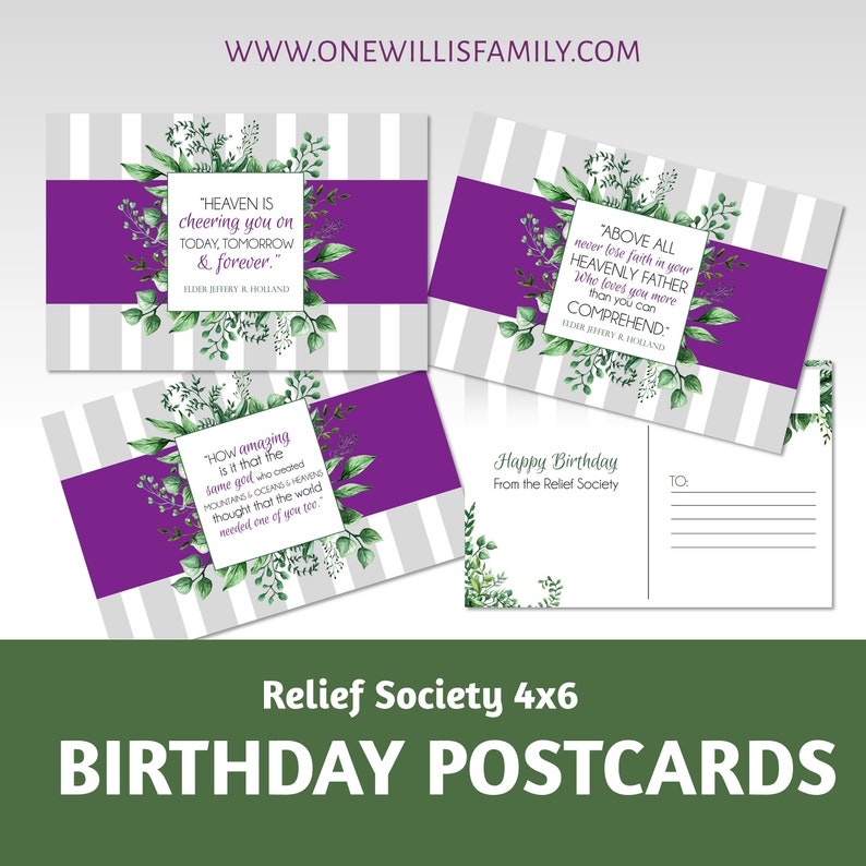 Relief Society Birthday Postcard: Editable in Adobe Reader and - Etsy UK