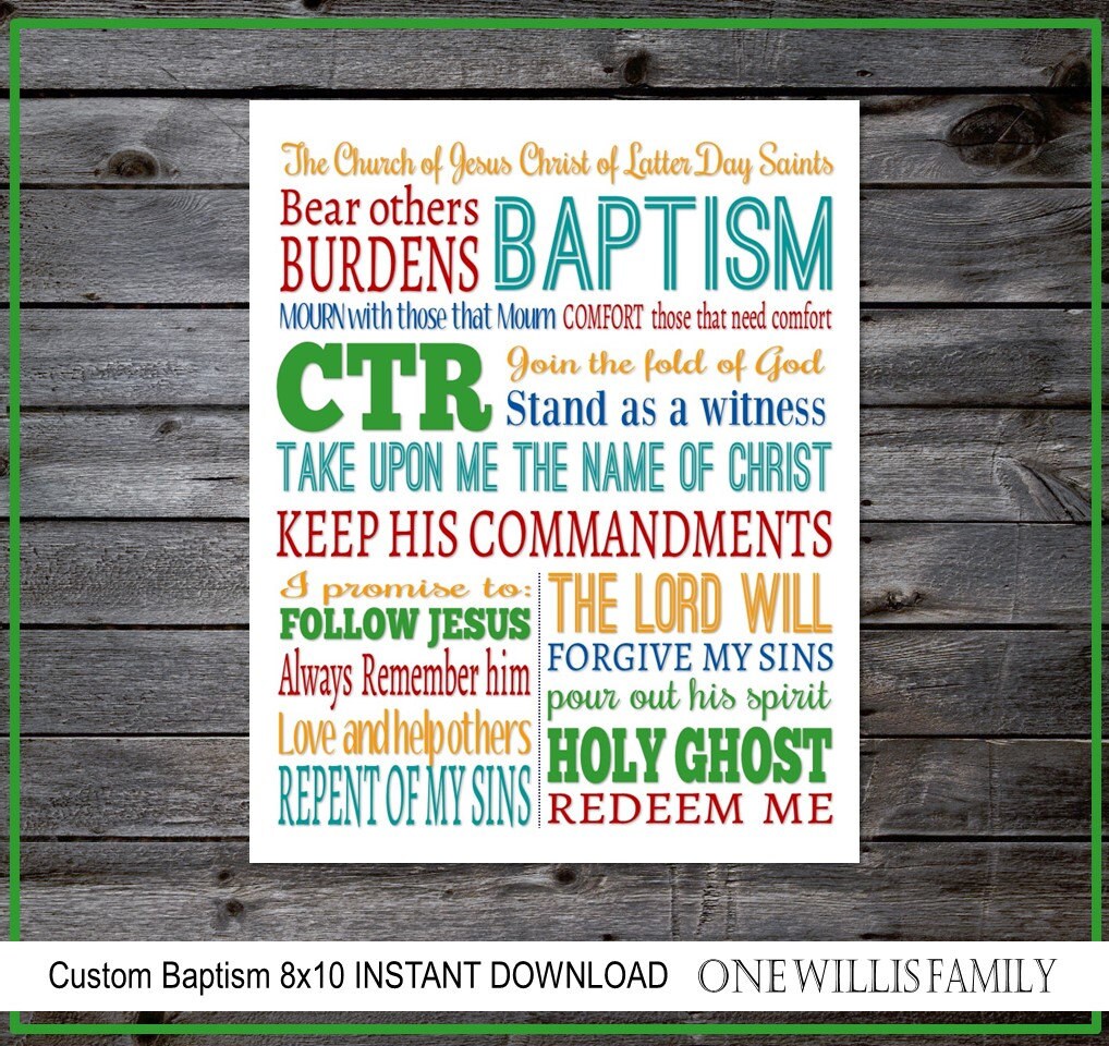 LDS Baptism Word Printable 8x10 5x7 4x6 11x14 16x20 Etsy