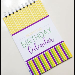 Perpetual Birthday Calendar Printable: sized to 8.5x5.5, half page, birthday calendar