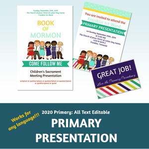 2020 Primary Presentation Kit Invitation and Program cover: Come Follow Me, Book of Mormon