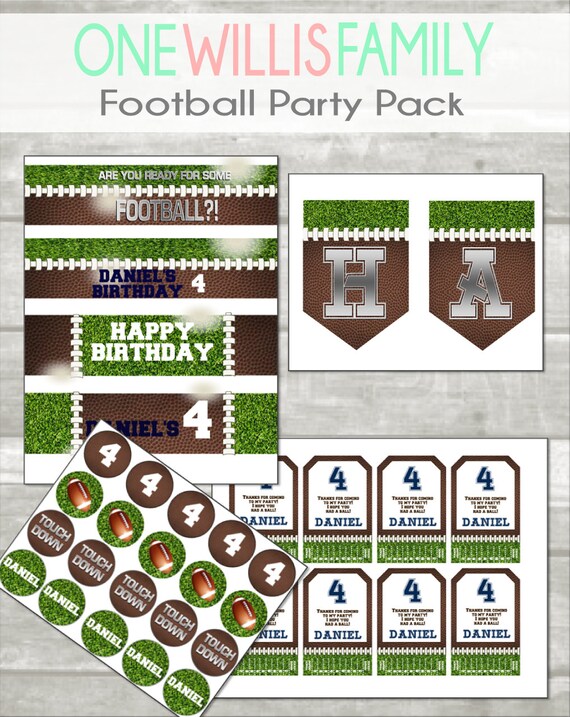 Diy Football Birthday Party Decoration Printables Superbowl Etsy
