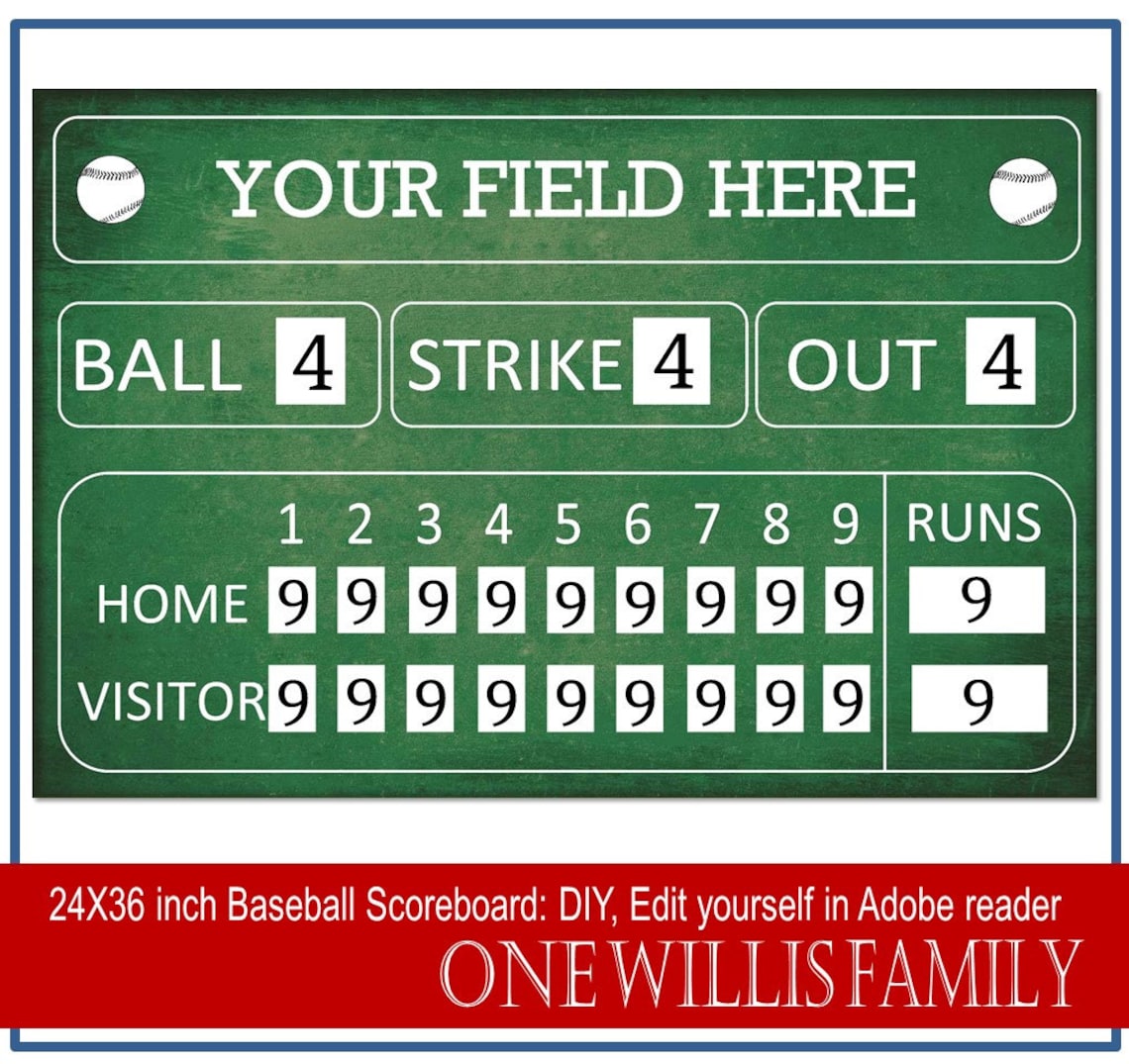 DIY Baseball Scoreboard Baseball Birthday Party Decoration Scoreboard
