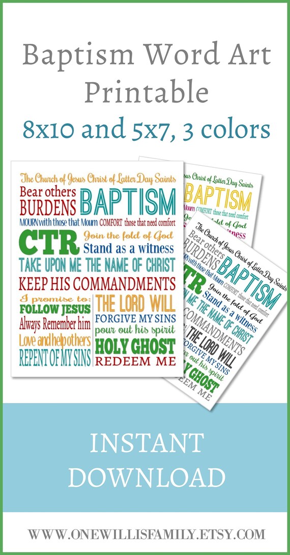 LDS Baptism Word Printable: 8x10, 5x7, 4x6, 11x14, 16x20 digital file ...