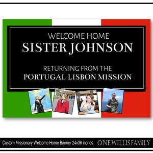 Custom digital LDS Missionary Welcome Home Banner: with pictures mission and name, 24x36 Digital File image 1