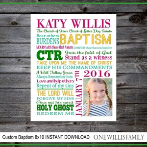 Editable LDS Baptism Artwork: DIGITAL FILE, with photo image 3