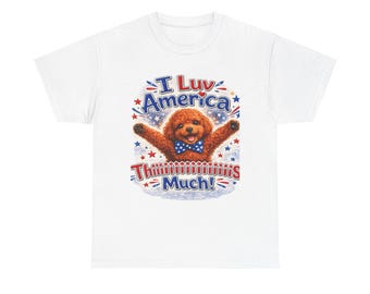 Patriotic Golden Doodle I Luv America T-Shirt | Fourth of July, Stars & Stripes