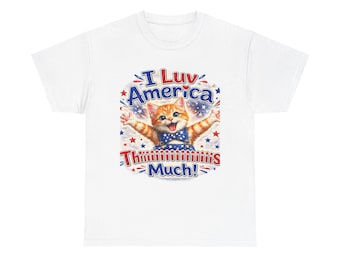 I Luv America Cat Tee | Patriotic Kitten, Stars & Stripes