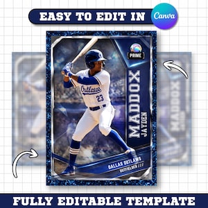 Editable Baseball Rookie Card Template | Youth Sports Trading Card (Digital Download)