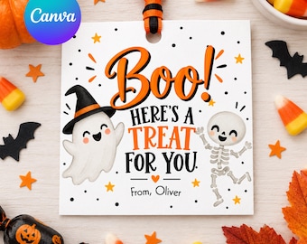 Halloween Treat Tag Printable, Boo Here’s a Treat Tag, Halloween Favor Tag, Classroom Treat Tag, Halloween Gift Tag, Party Favor Printable