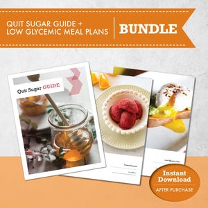 Quit Sugar Guide & Meal Plan Bundle, Low Glycemic Recipes for Healthy Living, Perfect Gift for Health Enthusiasts