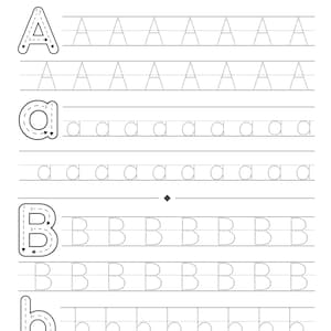 Arbetsblad för att spåra alfabetet | Stora och små bokstäver A-Ö | Amerikansk bokstav (20,5 x 28 cm) eller A4-storlek – Utskrivbar PDF