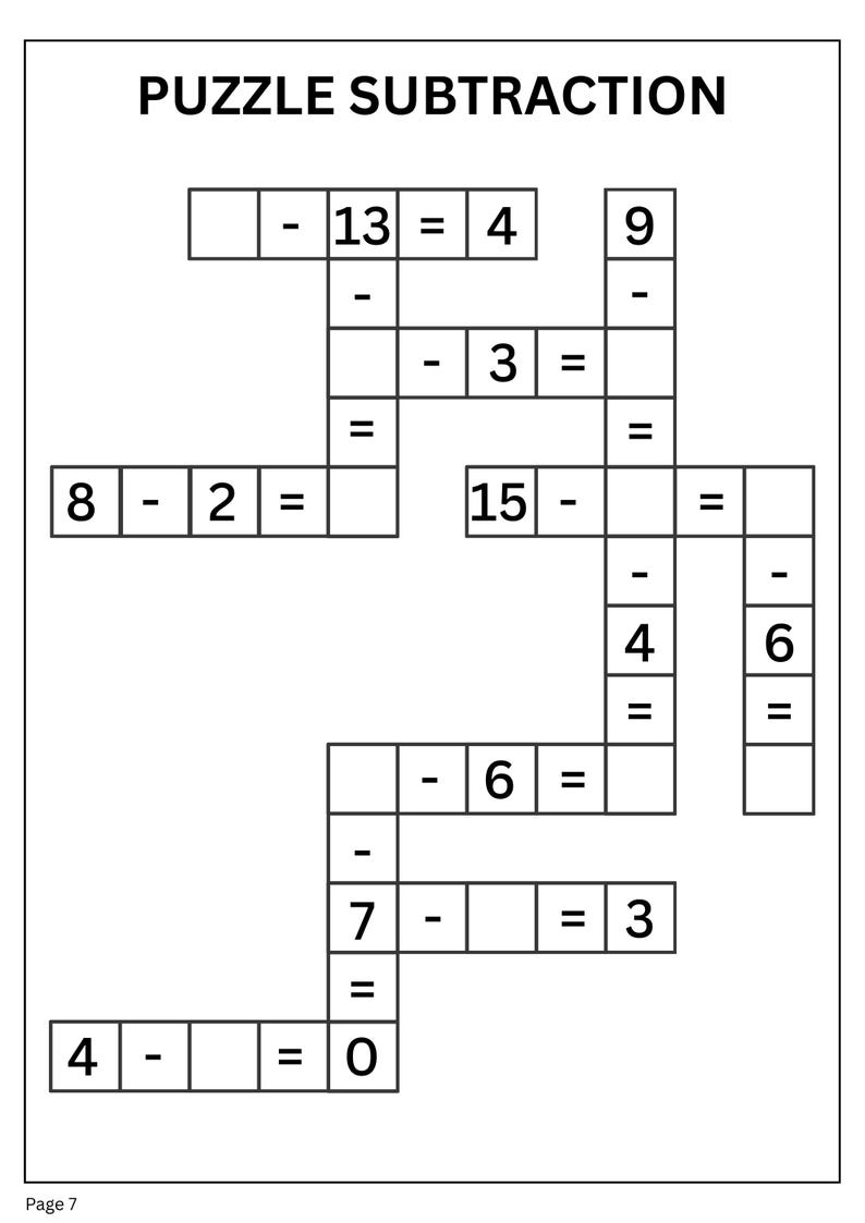 10 Printable Subtraction Puzzle Worksheets | Subtraction Within 20 ...