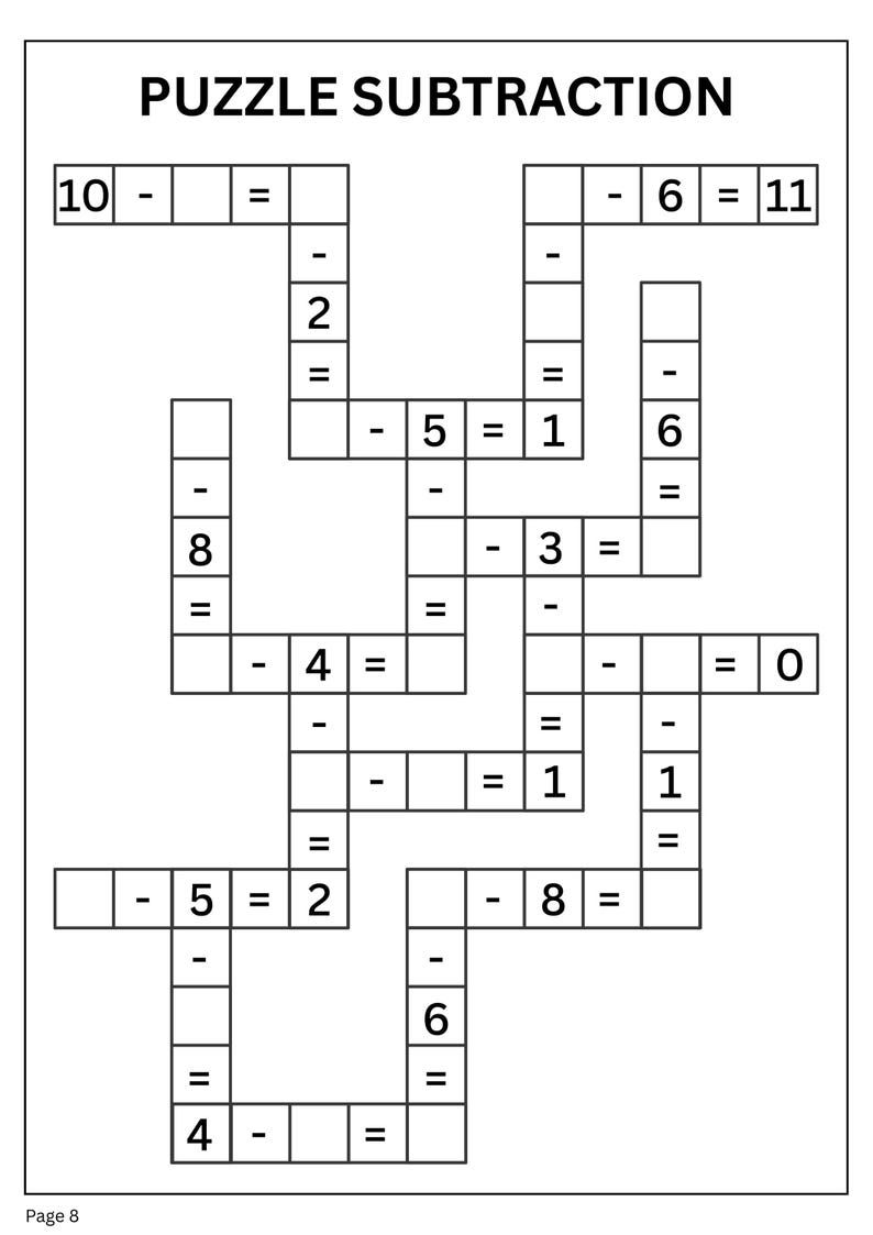 10 Printable Subtraction Puzzle Worksheets | Subtraction Within 20 ...