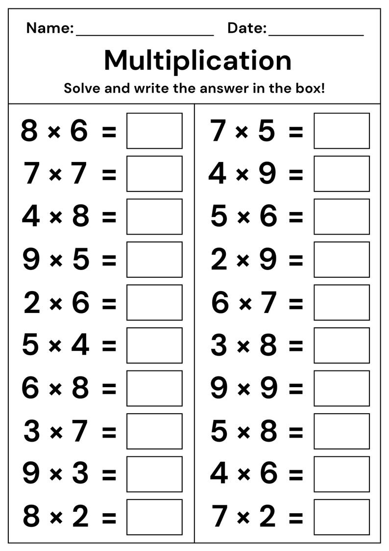 10 Printable Multiplication Worksheets 1st 2nd 3rd Grade Math 10 Printable Multiplication Worksheets 1st 2nd 3rd Grade Math