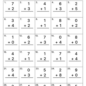 10 Single Digit Addition Worksheets | Sums Within 10 | 30 Math Problems per Page | Answer Keys Included | US Letter and A4 Size PDF