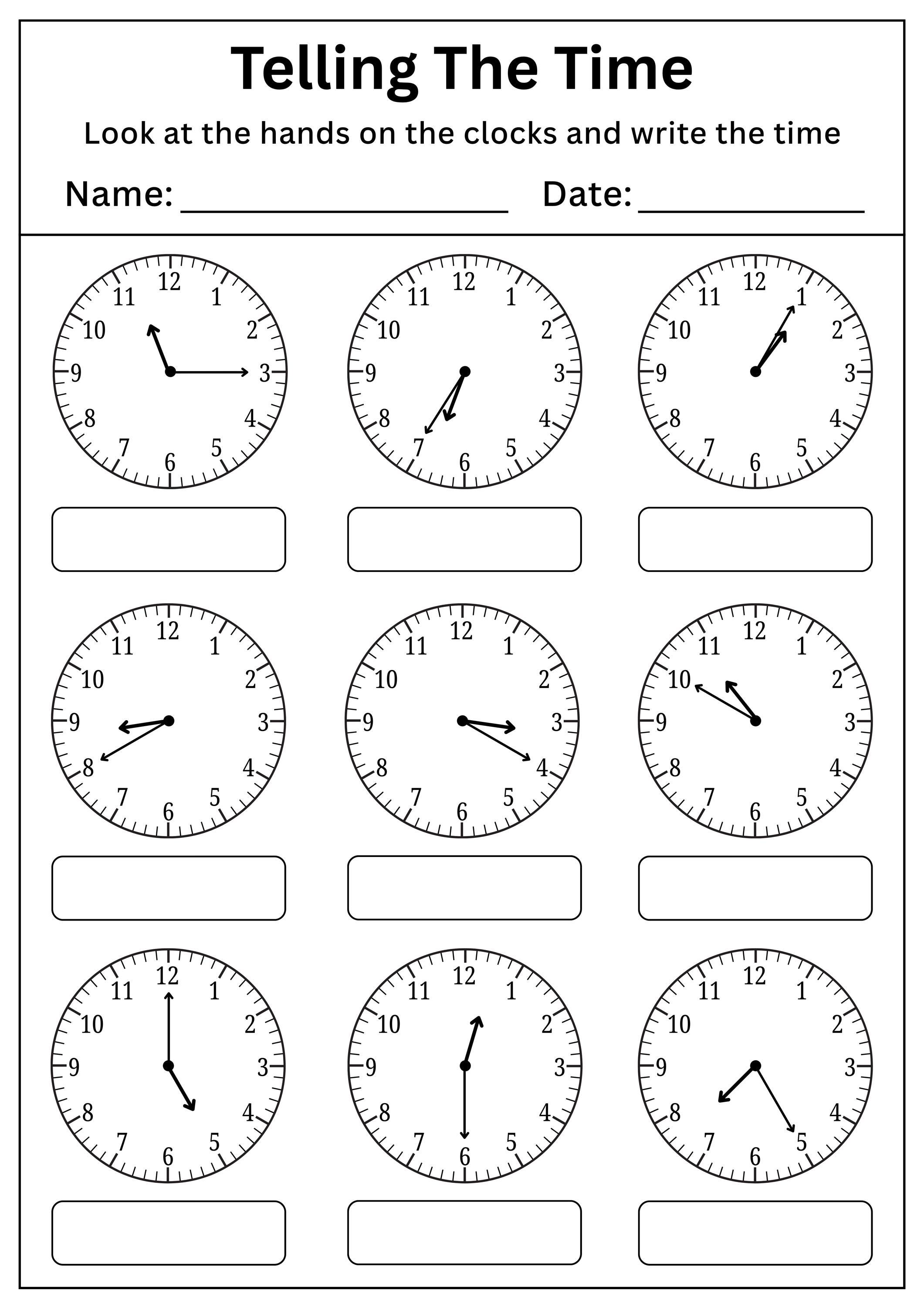 10 Printable Telling Time Worksheets | Read Analog Clocks | Mixed ...