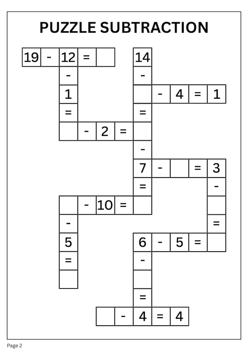 10 Printable Subtraction Puzzle Worksheets | Subtraction Within 20 ...