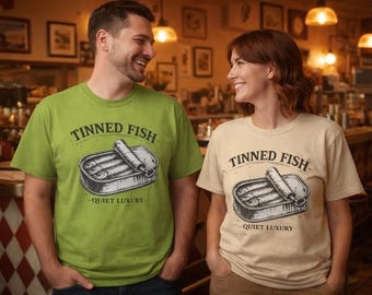 Tinned Fish Shirt, Quiet Luxury Sardines Graphic Tee, Wasabi Green Unisex T-Shirt