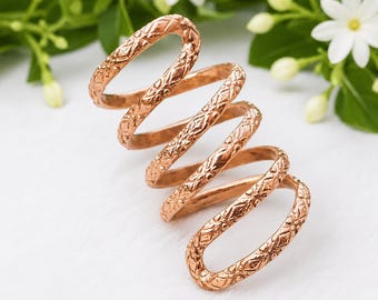 Handcrafted Copper Splint Ring | Arthritis Finger Support Ring | Spiral Design Jewelry