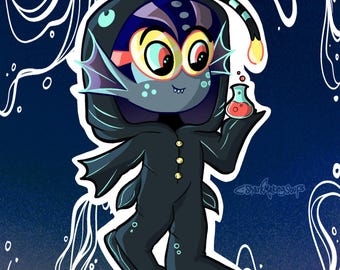 Cache-couche Chibi Angler Baxter ~ Décalcomanie en vinyle Kiss-Cut