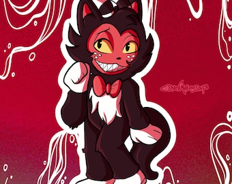 Cache-couche avec chat Moxie Chibi ~ Décalcomanie en vinyle Kiss-Cut
