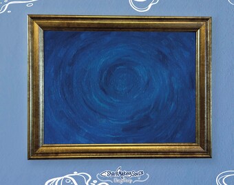 Impression de peinture acrylique abstraite bleu océan, art mural bleu marine (téléchargement numérique)