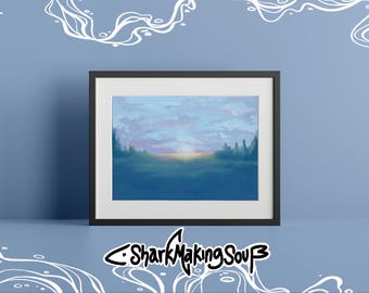Digital Oil Landscape Painting | Hand Illustrated Wall Art | Fine Art Rolled Poster