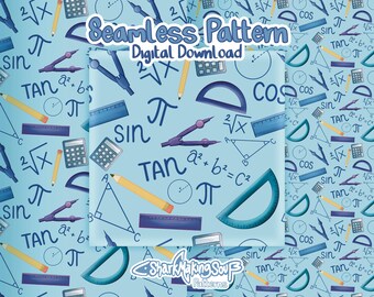 Math Seamless Pattern | School, Sublimation, Planner Design (Digital Download)