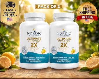 2 Pack Nordic Naturals Ultimate Omega 2X 180 Soft Gels – Extra Strength EPA DHA - EXP (2027)