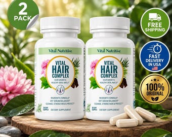 2 Pack Vital Hair Complex Hair Growth Supplement Biotin & B Vitamin EXP (2027)