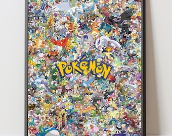 Anime Monster Collage Poster, bunte Kreatur Wandkunst