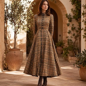 tartan dresses for women-uk Strathearn Muted V-Neck Tunic Ruffle Dress this superb dress will look great at a dinner or drinks party Vintage Tartan Dress - Etsy