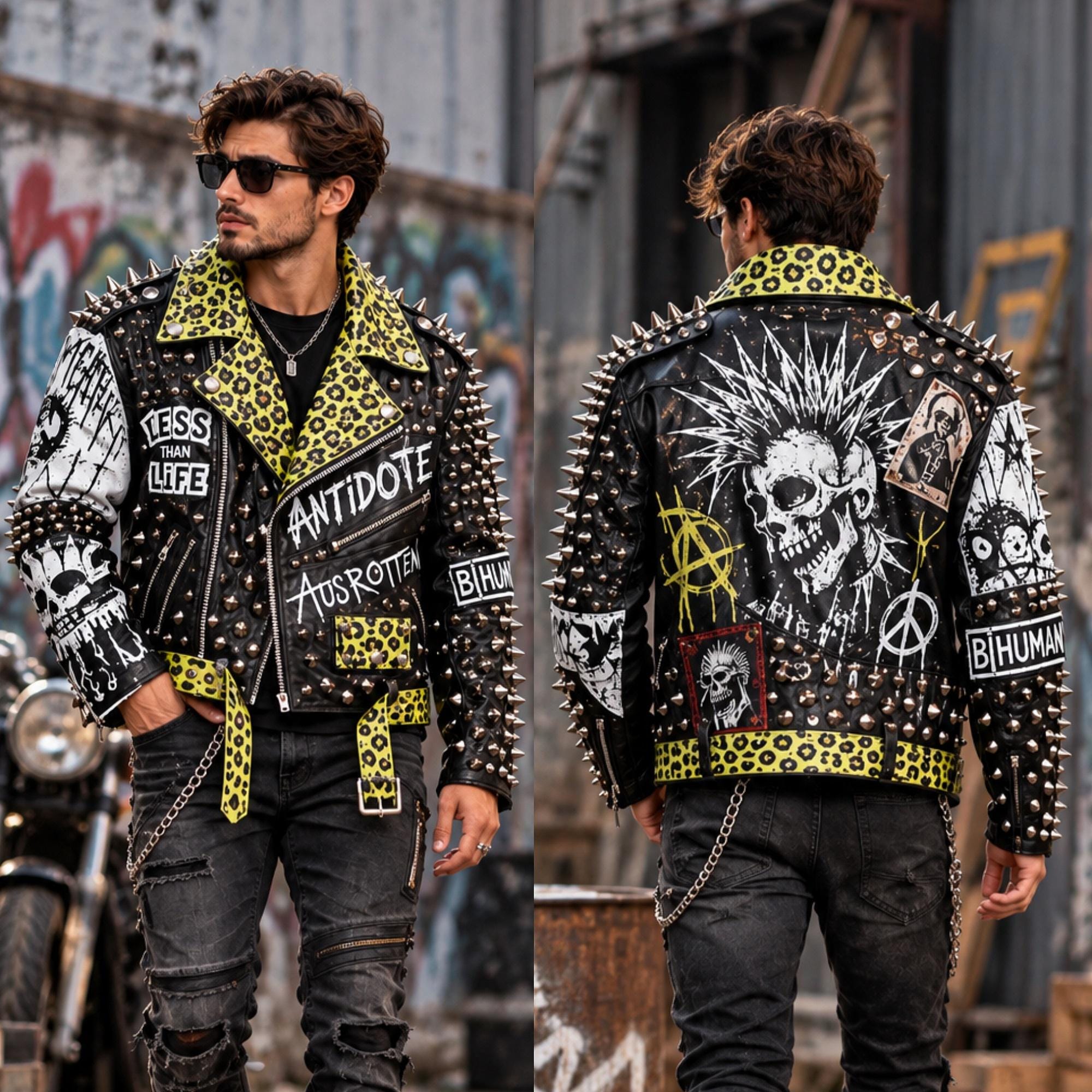 Leopard Biker Jacket - Etsy