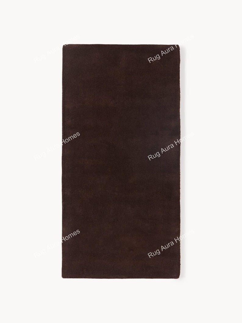 Minimalist Solid Brown Hand Tufted Rug | Modern Luxury Area Rug For Living Room image 6
