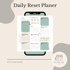 Daily Reset Planer | A4 PDF zum Ausdrucken | Dankbarkeit, Achtsamkeit & Selbstreflexion | Digitaler Tagesplaner | GoodNotes