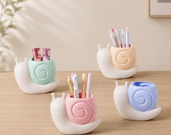 Portapenne a forma di lumaca, organizer da scrivania color pastello, contenitore in plastica PP, decorazione per la cameretta dei bambini.